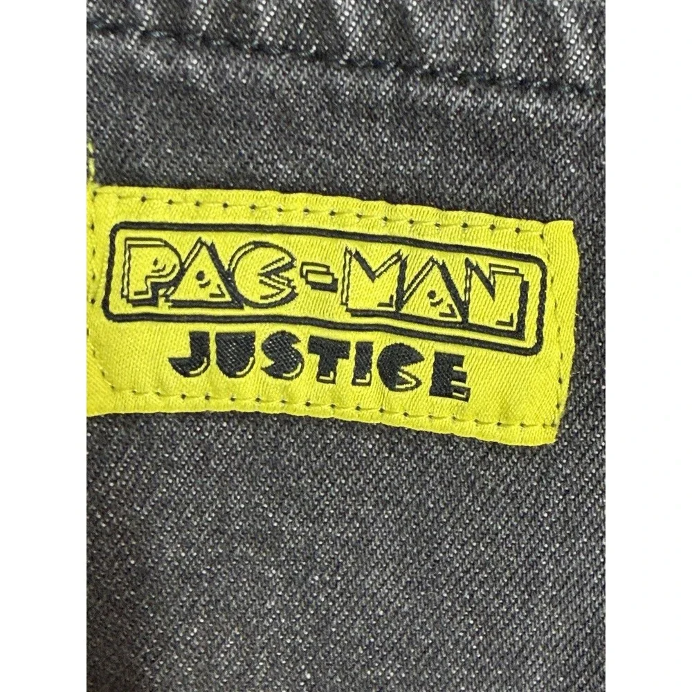 Pac-Man Justice Juniors 9 Black Denim Shorts Rhinestone Y2K Arcade Gamer Retro